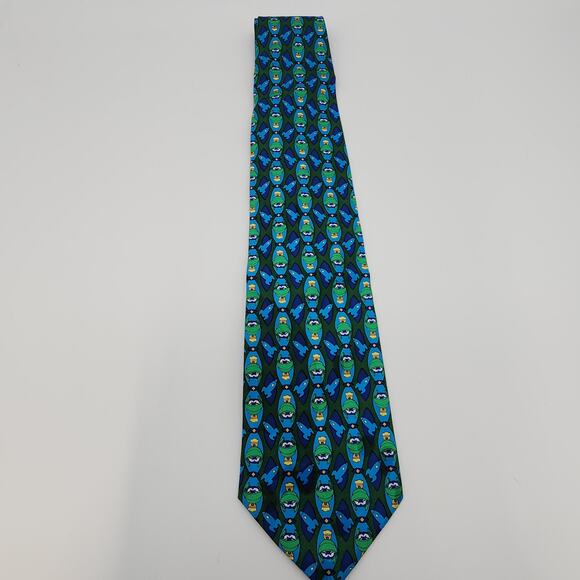Looney Tunes Marvin The Martian Novelty Neck Tie Blue Green Cartoon Vtg 1990s - Picture 2 of 7